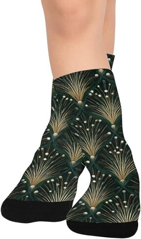 جوارب المشي لمسافات طويلة باللون الأخضر من Art Deco Firework - جوارب شتوية حرارية سميكة دافئة للأولاد والبنات للمدرسة، والارتداء اليومي والأنشطة الخارجية in Kuwait