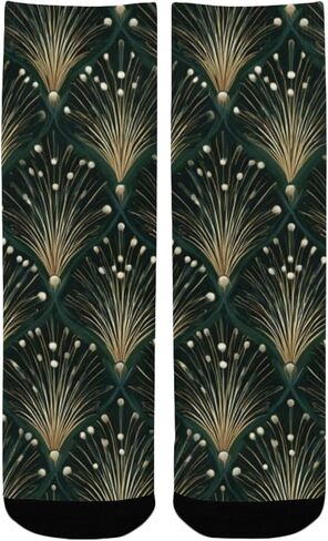 جوارب المشي لمسافات طويلة باللون الأخضر من Art Deco Firework - جوارب شتوية حرارية سميكة دافئة للأولاد والبنات للمدرسة، والارتداء اليومي والأنشطة الخارجية in Kuwait