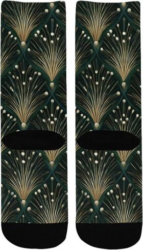 جوارب المشي لمسافات طويلة باللون الأخضر من Art Deco Firework - جوارب شتوية حرارية سميكة دافئة للأولاد والبنات للمدرسة، والارتداء اليومي والأنشطة الخارجية in Kuwait