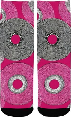 جوارب للمشي لمسافات طويلة بطباعة دوائر أرجوانية - جوارب شتوية حرارية سميكة دافئة للأولاد والبنات للمدرسة، والارتداء اليومي والأنشطة الخارجية in Kuwait