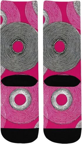 جوارب للمشي لمسافات طويلة بطباعة دوائر أرجوانية - جوارب شتوية حرارية سميكة دافئة للأولاد والبنات للمدرسة، والارتداء اليومي والأنشطة الخارجية in Kuwait