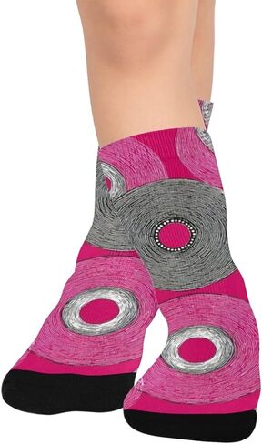 جوارب للمشي لمسافات طويلة بطباعة دوائر أرجوانية - جوارب شتوية حرارية سميكة دافئة للأولاد والبنات للمدرسة، والارتداء اليومي والأنشطة الخارجية in Kuwait