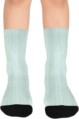 جوارب للتنزه سيرًا على الأقدام بطباعة مخططة بلون النعناع - جوارب شتوية حرارية سميكة دافئة للأطفال الصغار للأولاد والبنات للمدرسة، والارتداء اليومي والأنشطة الخارجية in Kuwait