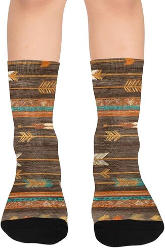 جوارب المشي لمسافات طويلة بطبعة أسهم قبلية - جوارب شتوية حرارية سميكة دافئة للأولاد والبنات الصغار للمدرسة، والارتداء اليومي والأنشطة الخارجية in Kuwait