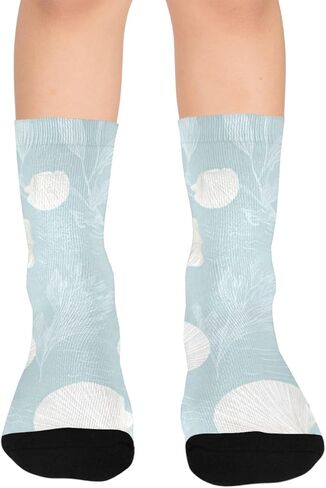 جوارب للمشي لمسافات طويلة بطباعة صدفة ساحلية - جوارب شتوية حرارية سميكة دافئة للأطفال الصغار للأولاد والبنات للمدرسة، والارتداء اليومي والأنشطة الخارجية in Kuwait