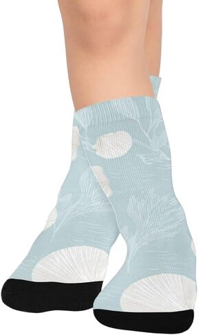 جوارب للمشي لمسافات طويلة بطباعة صدفة ساحلية - جوارب شتوية حرارية سميكة دافئة للأطفال الصغار للأولاد والبنات للمدرسة، والارتداء اليومي والأنشطة الخارجية in Kuwait