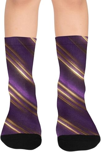 Purple Velvet Stripe Glow Hiking Socks - Toddler Boys & Girls Warm Thick Thermal Winter Crew Socks for School, Daily Wear & Outdoor Activities in Kuwait