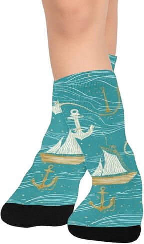 جوارب Nautical Wave Sail Hiking - جوارب شتوية حرارية سميكة دافئة للأولاد والبنات الصغار للمدرسة، والارتداء اليومي والأنشطة الخارجية in Kuwait