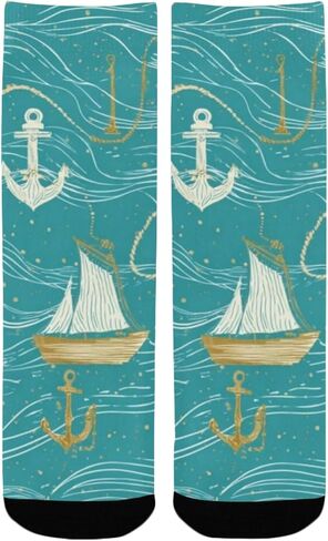 جوارب Nautical Wave Sail Hiking - جوارب شتوية حرارية سميكة دافئة للأولاد والبنات الصغار للمدرسة، والارتداء اليومي والأنشطة الخارجية in Kuwait