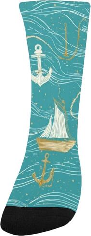 جوارب Nautical Wave Sail Hiking - جوارب شتوية حرارية سميكة دافئة للأولاد والبنات الصغار للمدرسة، والارتداء اليومي والأنشطة الخارجية in Kuwait