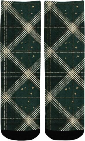 جوارب المشي لمسافات طويلة منقوشة باللون الأخضر - جوارب شتوية حرارية سميكة دافئة للأولاد والبنات الصغار للمدرسة، والارتداء اليومي والأنشطة الخارجية in Kuwait