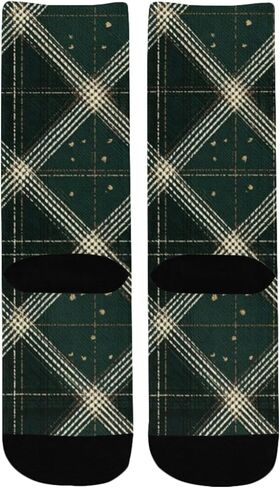 جوارب المشي لمسافات طويلة منقوشة باللون الأخضر - جوارب شتوية حرارية سميكة دافئة للأولاد والبنات الصغار للمدرسة، والارتداء اليومي والأنشطة الخارجية in Kuwait