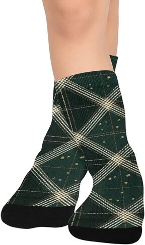 جوارب المشي لمسافات طويلة منقوشة باللون الأخضر - جوارب شتوية حرارية سميكة دافئة للأولاد والبنات الصغار للمدرسة، والارتداء اليومي والأنشطة الخارجية in Kuwait