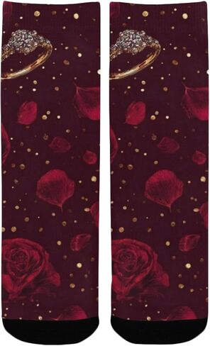 جوارب للمشي لمسافات طويلة على شكل وردة حمراء وحلقة - جوارب شتوية حرارية سميكة دافئة للأولاد والبنات الصغار للمدرسة، والارتداء اليومي والأنشطة الخارجية in Kuwait