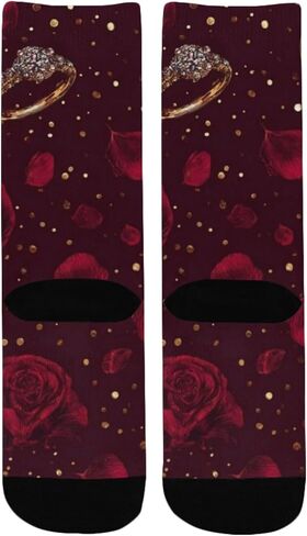 جوارب للمشي لمسافات طويلة على شكل وردة حمراء وحلقة - جوارب شتوية حرارية سميكة دافئة للأولاد والبنات الصغار للمدرسة، والارتداء اليومي والأنشطة الخارجية in Kuwait