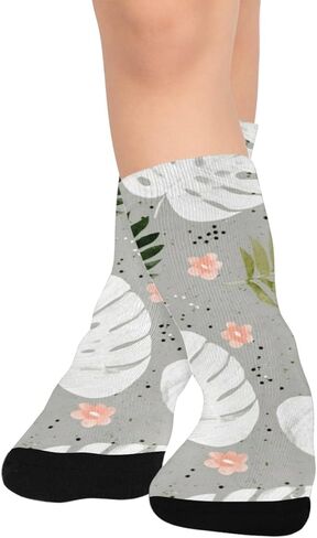 جوارب المشي لمسافات طويلة باللون الرمادي من Pastel Leaf Vibe - جوارب شتوية حرارية سميكة دافئة للأولاد والبنات للمدرسة، والارتداء اليومي والأنشطة الخارجية in Kuwait