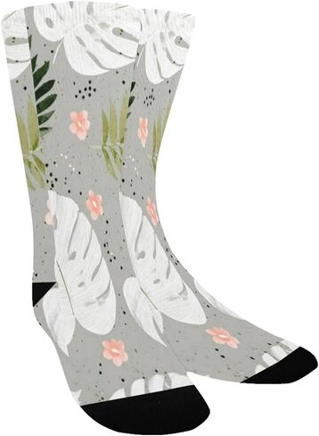 جوارب المشي لمسافات طويلة باللون الرمادي من Pastel Leaf Vibe - جوارب شتوية حرارية سميكة دافئة للأولاد والبنات للمدرسة، والارتداء اليومي والأنشطة الخارجية in Kuwait