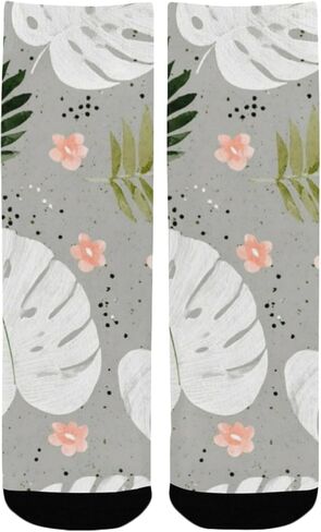 جوارب المشي لمسافات طويلة باللون الرمادي من Pastel Leaf Vibe - جوارب شتوية حرارية سميكة دافئة للأولاد والبنات للمدرسة، والارتداء اليومي والأنشطة الخارجية in Kuwait