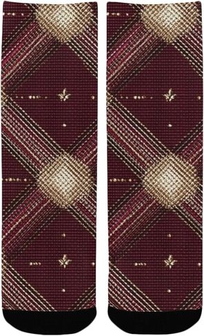 جوارب للمشي لمسافات طويلة مطبوعة باللون البني المذهب باللون العنابي - جوارب شتوية حرارية سميكة دافئة للأولاد والبنات للمدرسة، والارتداء اليومي والأنشطة الخارجية in Kuwait