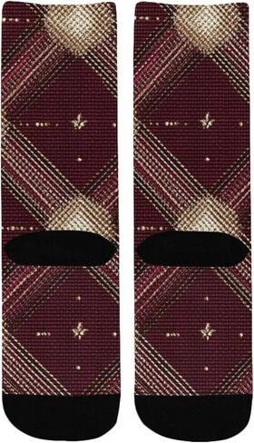 جوارب للمشي لمسافات طويلة مطبوعة باللون البني المذهب باللون العنابي - جوارب شتوية حرارية سميكة دافئة للأولاد والبنات للمدرسة، والارتداء اليومي والأنشطة الخارجية in Kuwait