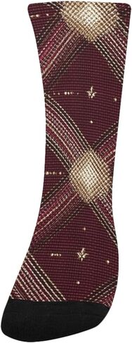 جوارب للمشي لمسافات طويلة مطبوعة باللون البني المذهب باللون العنابي - جوارب شتوية حرارية سميكة دافئة للأولاد والبنات للمدرسة، والارتداء اليومي والأنشطة الخارجية in Kuwait