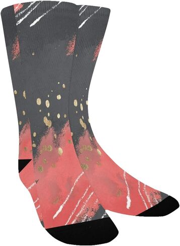 جوارب مشي داكنة بطبعة تجريدية من أحمر الخدود - جوارب شتوية حرارية سميكة دافئة للأولاد والبنات الصغار للمدرسة، والارتداء اليومي والأنشطة الخارجية in Kuwait