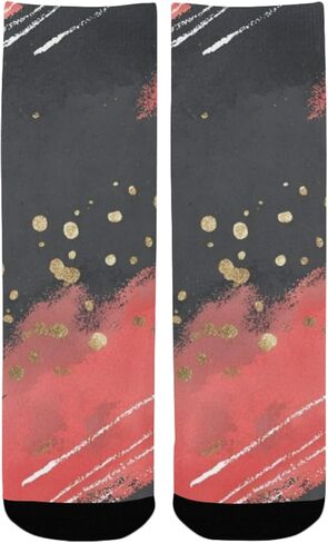 جوارب مشي داكنة بطبعة تجريدية من أحمر الخدود - جوارب شتوية حرارية سميكة دافئة للأولاد والبنات الصغار للمدرسة، والارتداء اليومي والأنشطة الخارجية in Kuwait