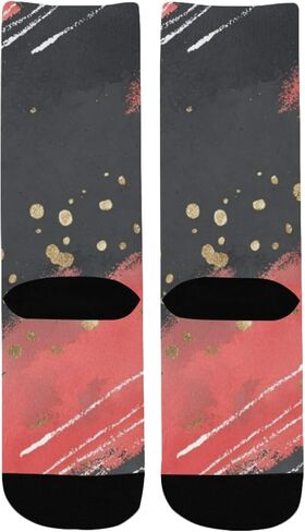 جوارب مشي داكنة بطبعة تجريدية من أحمر الخدود - جوارب شتوية حرارية سميكة دافئة للأولاد والبنات الصغار للمدرسة، والارتداء اليومي والأنشطة الخارجية in Kuwait