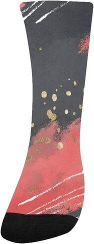 جوارب مشي داكنة بطبعة تجريدية من أحمر الخدود - جوارب شتوية حرارية سميكة دافئة للأولاد والبنات الصغار للمدرسة، والارتداء اليومي والأنشطة الخارجية in Kuwait