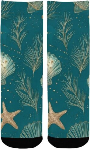 جوارب المشي لمسافات طويلة بطبعة كنز المحيط الأخضر - جوارب شتوية حرارية سميكة دافئة للأولاد والبنات الصغار للمدرسة، والارتداء اليومي والأنشطة الخارجية in Kuwait