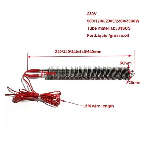 High-Efficiency Square Finned Heating Element 230V 1.2KW-3KW for Oil and Liquid Heating Applications(900w 240mmL) in Saudi Arabia