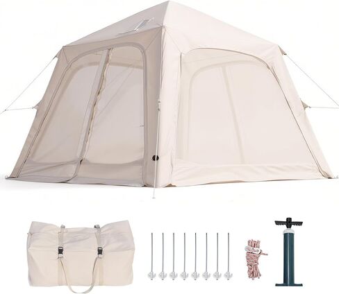 ABORON 2/6/8 Person Inflatable Camping Tent, Easy Setup Blow Up Tent with Hand Pump, PU3000mm Waterproof & Breathable 4 Season Glamping Tent for Outdoor Camping in Kuwait