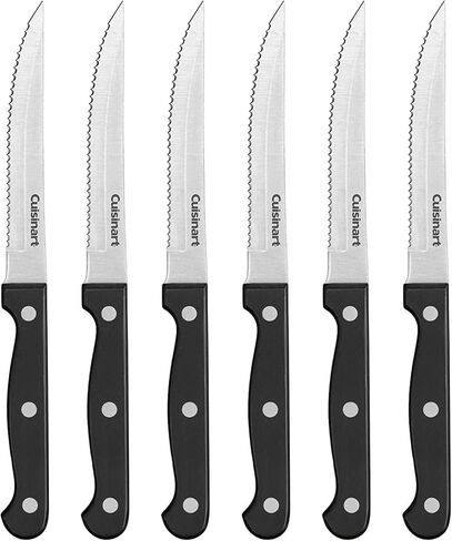 Cuisinart Knife Set, 6pc Steak Knife Set with Steel Blades for Precise Cutting, Lightweight, Stainless Steel & Durable, C77TR-6PSK, Black in Saudi Arabia