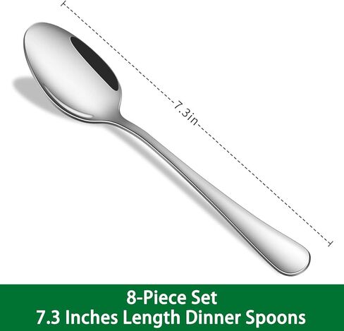 Dinner Spoon Set,8-Piece 7.3 Inch Soup Spoons,Premium Food Grade Stainless Steel Table Spoon,Durable Metal Tablespoon,Dishwasher Safe Silverware Spoons in Kuwait