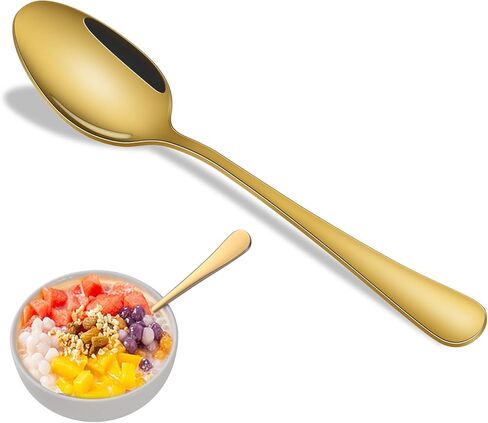 مجموعة ملاعق العشاء، ملاعق شوربة 8 قطع مقاس 7.3 بوصة، ملعقة طاولة من الفولاذ المقاوم للصدأ بدرجة الطعام الممتازة، ملعقة طعام معدنية متينة، ملاعق فضية آمنة للاستخدام في غسالة الأطباق in Kuwait