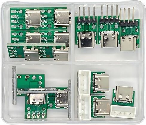 15 قطعة 4 أنواع USB 3.1 Type-C لوحة القطع ولوحة التعديل، محول PCB لكسر الطاقة USB-C لنقل البيانات وإمدادات الطاقة، مشاريع DIY/الإصلاح in Kuwait