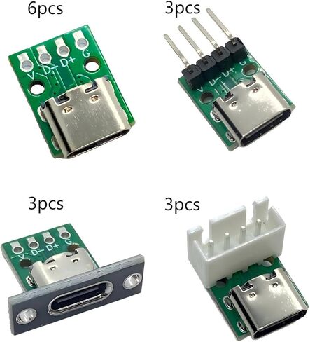 15 قطعة 4 أنواع USB 3.1 Type-C لوحة القطع ولوحة التعديل، محول PCB لكسر الطاقة USB-C لنقل البيانات وإمدادات الطاقة، مشاريع DIY/الإصلاح in Kuwait