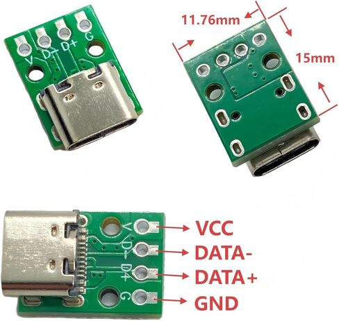 15 قطعة 4 أنواع USB 3.1 Type-C لوحة القطع ولوحة التعديل، محول PCB لكسر الطاقة USB-C لنقل البيانات وإمدادات الطاقة، مشاريع DIY/الإصلاح in Kuwait