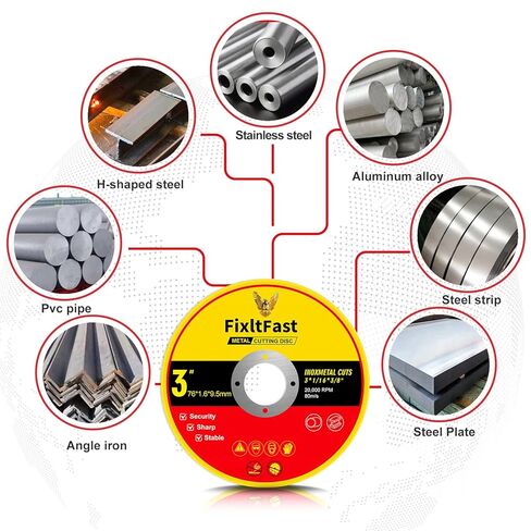 FIXLTFAST 50 Pack Cut Off Wheels 3" x 3/64" x 3/8" Metal Cutting Wheel, Thin 3" Metal & Stainless Steel Fast Angle Grinder Cutting Discs in Saudi Arabia