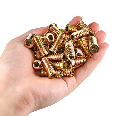 200 Pcs 1/4 "- 20 Threaded Insert, Hex Socket Drive Hardware Nuts - Metal Nut Inserts Furniture Insert Hardware, Bolt Fastener Connector for Woodworking Tools (1/4"-20x25mm) in Kuwait