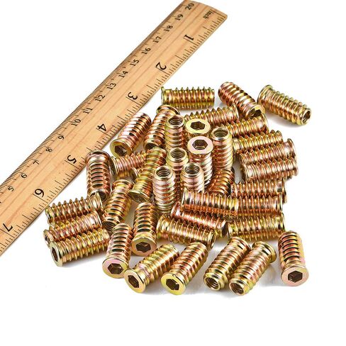 200 Pcs 1/4 "- 20 Threaded Insert, Hex Socket Drive Hardware Nuts - Metal Nut Inserts Furniture Insert Hardware, Bolt Fastener Connector for Woodworking Tools (1/4"-20x25mm) in Kuwait