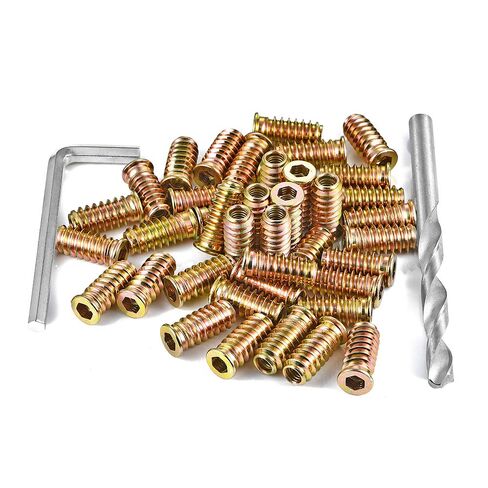 200 Pcs 1/4 "- 20 Threaded Insert, Hex Socket Drive Hardware Nuts - Metal Nut Inserts Furniture Insert Hardware, Bolt Fastener Connector for Woodworking Tools (1/4"-20x25mm) in Kuwait