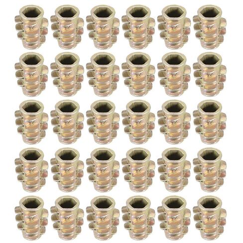 Furniture Threaded Insert Nuts Zinc Alloy Hex-Flush M4 Internal Threads 10mm Length 30pcs in Saudi Arabia