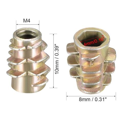 Furniture Threaded Insert Nuts Zinc Alloy Hex-Flush M4 Internal Threads 10mm Length 30pcs in Saudi Arabia