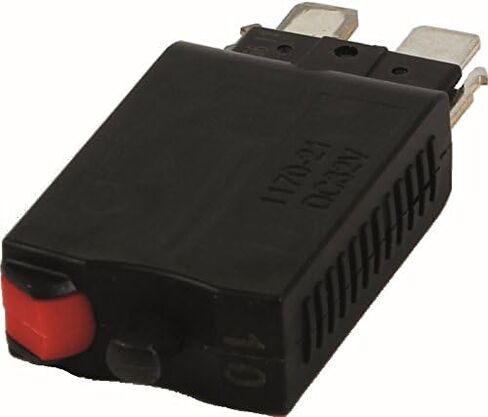 E-T-A Circuit Protection and Control 1170-21-10A, Circuit Breaker; Therm; Push; Cur-Rtg 10A; Plug-in; 1 Pole; Vol-Rtg 28VDC; Blade Snap in Kuwait