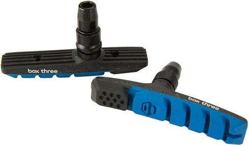 Box Three 70 Millimeters BMX Brake Pads Matte Black w/Pad Printing Body, Dual Compound Rubber Pad & Pivoting Posts | Blue in Saudi Arabia