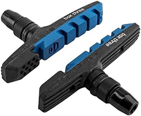 Box Three 70 Millimeters BMX Brake Pads Matte Black w/Pad Printing Body, Dual Compound Rubber Pad & Pivoting Posts | Blue in Saudi Arabia