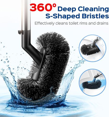 مجموعة مكبس المرحاض والفرشاة من هاميتور: فرشاة وعاء من الفولاذ المقاوم للصدأ 2 في 1 مع حامل، شعيرات منحنية للتنظيف العميق وأداة فك انسداد شديدة التحمل، تصميم مدمج للمنزل والفندق، فضي، عبوتان in Kuwait