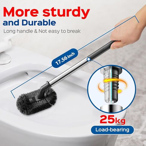 مجموعة مكبس المرحاض والفرشاة من هاميتور: فرشاة وعاء من الفولاذ المقاوم للصدأ 2 في 1 مع حامل، شعيرات منحنية للتنظيف العميق وأداة فك انسداد شديدة التحمل، تصميم مدمج للمنزل والفندق، فضي، عبوتان in Kuwait