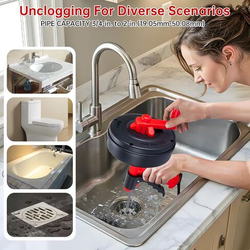 مزيل سدادة تصريف شعر الثعبان، ملحق مثقاب ثعبان للمرحاض من سيفترول، مزيل سدادة الصرف الصحي للحمام والمطبخ وحوض الاستحمام مع قفازات (33 قدم/10 متر) in Kuwait